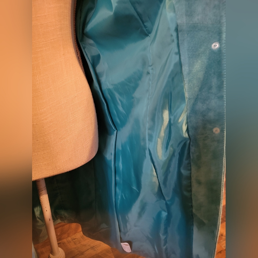 Women's Blue Suede Coat - Picture 9 of 12